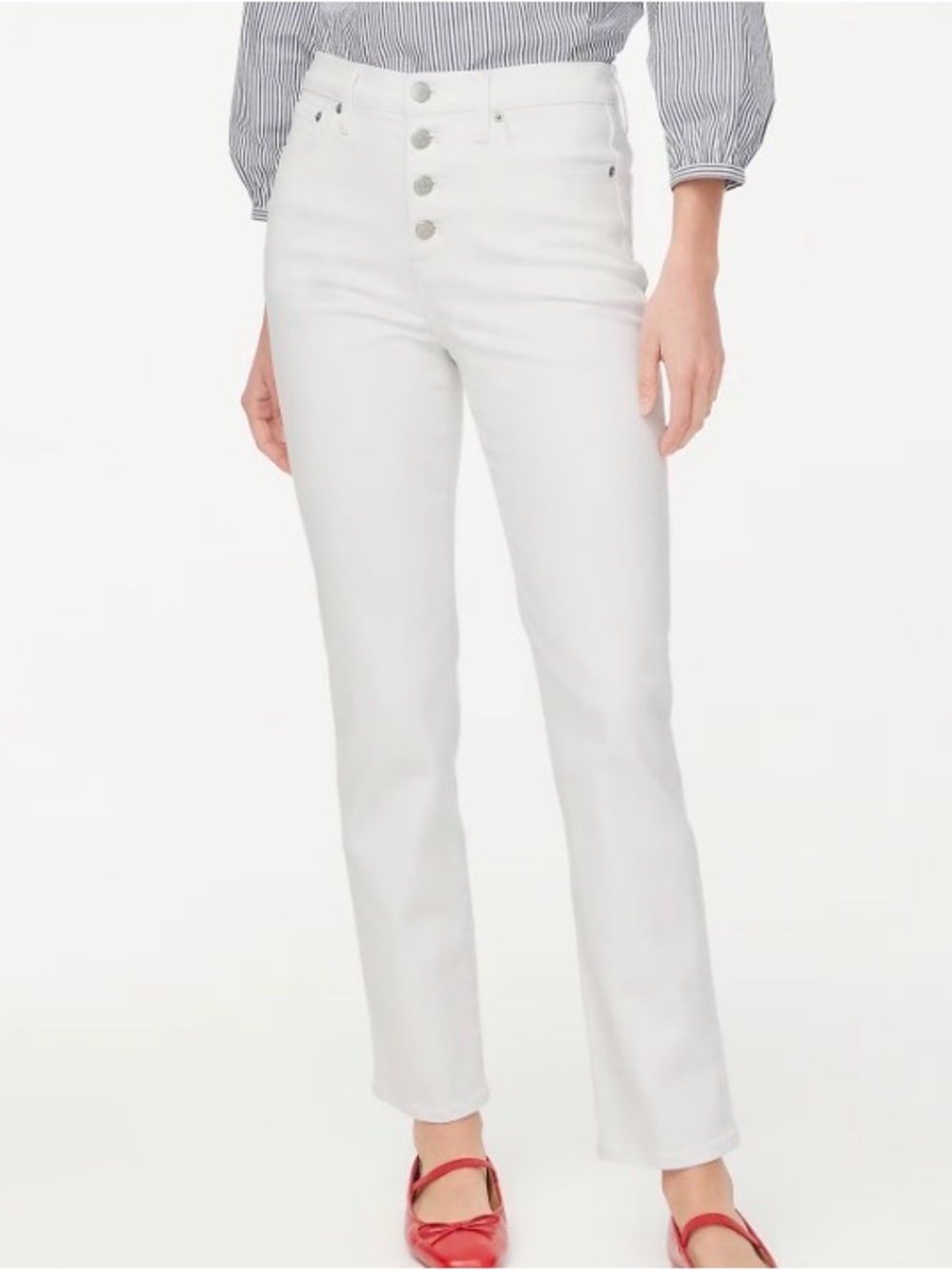 J. Crew High-rise stovepipe jean Size 27 White signature stretch Slim Straight